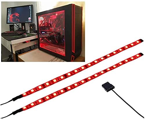 DS Rot LED-Streifen Computer Beleuchtung, Magnet Lichtleiste, Molex-Anschluss, 2 Stück LED-Leiste für PC-Gehäuse-Beleuchtungsset (30CM)