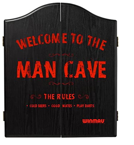 WINMAU Man Cave Printed Wooden Dartboard Cabinet