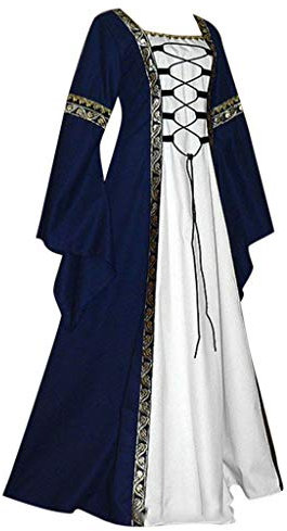 Wolfleague Femmes Robe Medievale A Manches Longues, Vintage Victoria Halloween Renaissance Costume Robe avec Manche Flare Adulte Plus La Taille Deguisement