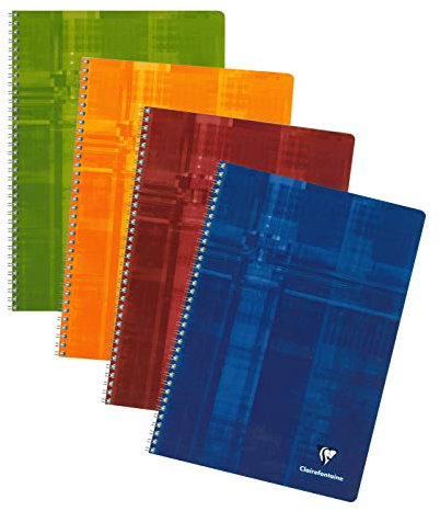 Clairefontaine 81444C - Packung mit 10 Heften mit Spiralbindung, DIN A4, 50 Blatt, kariert, 90g, farbig sortiert, 1 Pack