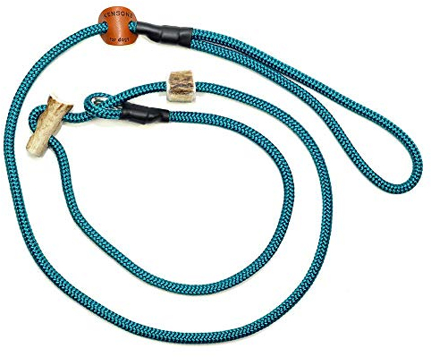 Retrieverleine Sporty | robuste Hundeleine aus Tau mit integrierter Halsung | Ø6mm | Horn-Zugstopp