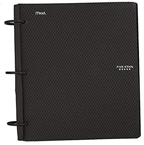 Five Star Flex Nachfüllbares Notizbuch + Lern-App, College-Papier, 3,8 cm TechLock-Ringe, Taschen, Tabs und Trennblätter, Kapazität 300 Blatt, Schwarz (29324AA2)