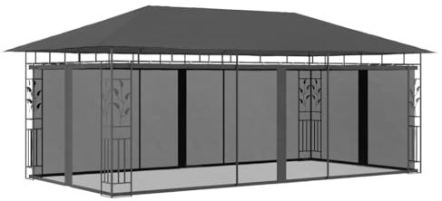 vidaXL Pavillon mit Moskitonetz Witterungsbeständig Partyzelt Gartenzelt Gartenpavillon Festzelt Garten Zelt Bierzelt 6x3x2,73m Anthrazit