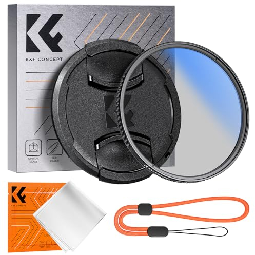 K&F Concept Filtre Polarisant CPL 82mm Circulaire + Bouchon d'Objectif + Chiffons de Nettoyage en Microfibre + Élastique Multi-Couches pour Appareil Photo-K Série