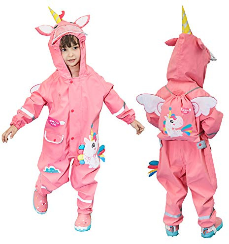 JinBei Regenanzug Kinder Wasserdicht Matschanzug mit Kapuze, 1-8 Jahre | Regenoverall Mädchen Jungen Toddlers, Leicht Regenmantel Einteilig, Atmungsaktiv, für Schule, Camping, Outdoor, Wandern