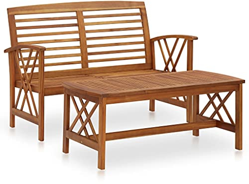 vidaXL Akazienholz Massiv Gartenmöbel Set 2-TLG. Lounge Bank Tisch Gartenset Sitzmöbel Sitzgruppe Gartenbank Beistelltisch Gartengarnitur