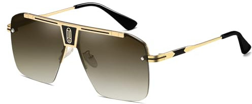 SHEEN KELLY Retro Übergroße Sonnenbrille für Männer und Frauen - Square Rimless Flat Top Vintage