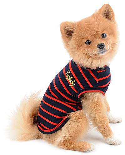 PAIDEFUL Kleidung für kleine Hunde, Katzen, Jungen, Mädchen, Sommer, klassisch, gestreift, atmungsaktiv, Baumwolle, ärmellos, Chihuahua, Yorkshire