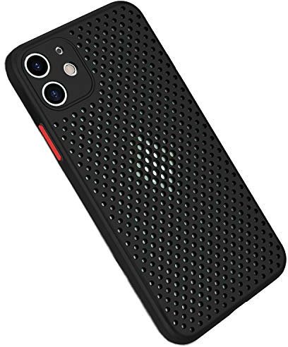 Rdyi6ba8 Atmungsaktive Hülle für iPhone 12, Ultra Dünn Weich TPU Silikon Wärmeableitung Handyhülle mit All Inclusive Kameraschutz Case für iPhone 12 (Schwarz)