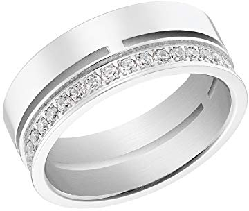 s.Oliver Ring Edelstahl Damen Ringe, mit Zirkonia synth., Silber, Kommt in Schmuck Geschenk Box, 2031468