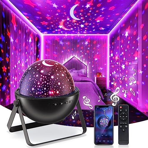 One Fire Night Light Projector, Baby Projector for Kids Bedroom, Bluetooth Kids, 12 Modes Sensory Lights Star Light, Gift,Room Decor