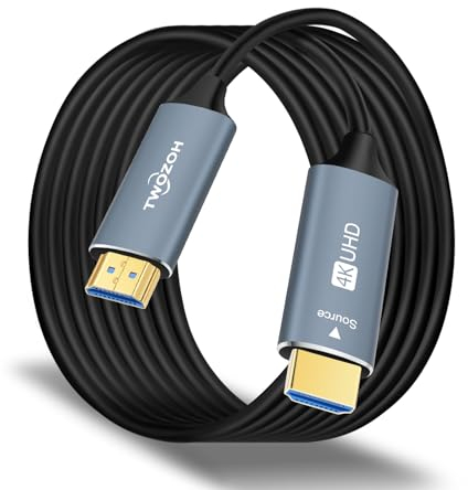 Twozoh Cable HDMI de Fibra óptica 10M, 4K HDMI Optico Cable 4K/60Hz (4:4: 4 HDR10 HDCP2.2) 1440p 144Hz 18Gbps de alta velocidad UHD Fibra HDMI Cable