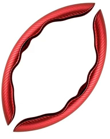 DOMENICA Cubierta de Volante de Fibra de Carbono Universal para Coche 36-40cm Deportivo Antideslizante Ultraligero (Rojo)
