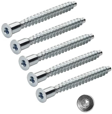 TERF® 7.0 X 50mm Confirmat Screw 7.0 X 50mm Hex Allen Key Flat Head Socket Confirmat Screws Use for Flat Pack Wood Chipboard Furniture and Multi Purpose use in Furniture Industry - Pack of 25