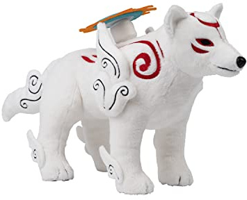 Okami Plüschtier Amaterasu weiß/rot, Bestickt, aus 100% recyceltem Polyester, von ItemLab.
