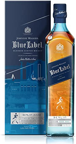 Johnnie Walker Blue Label - Cities Of The Future| Blended Scotch Whisky, Limitiertes Illustrations-Design Berlin 2220, Preisgekrönte Rarität| Handgefertigt In Schottland, 40% Vol, 700ml Flasche |