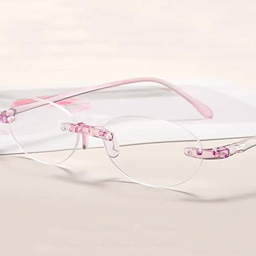 BULI Lesebrille Randlos Lesehilfe Oval Rund Lesebrille Frauen Brille Mit Sehstärke Computerbrille Für Damen Sehhilfe Brille +1.0 Lila Rahmenlose (Size : +2.5)