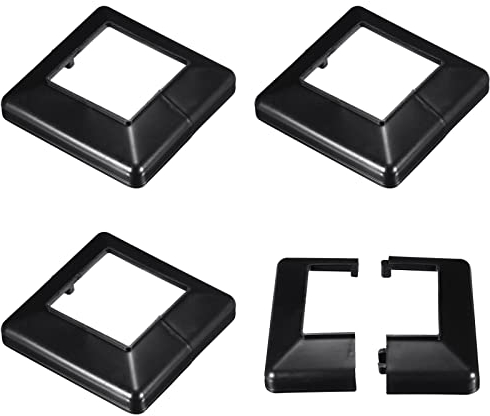 sourcing map Pfostenrock, 4 Stück, 80 x 80 mm, Kunststoff, geteilter Stil, Pfostenboden, Verkleidung für Zaun, Treppen, Handlauf, Geländer, Veranda