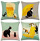 OCEUMACO Leinen Kissenbezug 50x50 Tiere Katze Kinder Kissenhülle 4er Set Quadratisch Sofakissen Dekokissen Bezug für Couch Sofa Kissen Kissenbezüge Outdoor Deko Zierkissen Couchkissen - Bunt