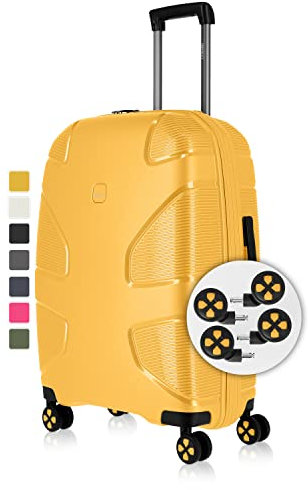 IMPACKT IP1 4-Rad Handgepäckkoffer aus recyceltem Material mit 6 Jahren Garantie; nachhaltiger Hartschalenkoffer mit austauschbaren klick-Rollen + USB Port; 55 cm, 2,8 kg, 38 Liter