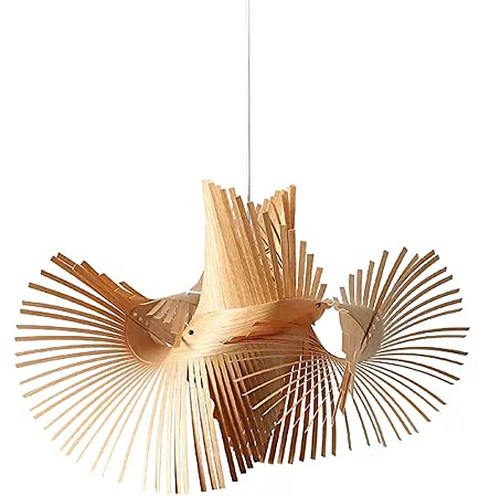 FAZRPIP Große hängende Kronleuchter-Lampe kreative Holzfurnier-Pendelleuchte handgewebte Bauernhaus-Leuchte Decken-Hängelampe für Kücheninsel Wohnzimmer Esszimmer