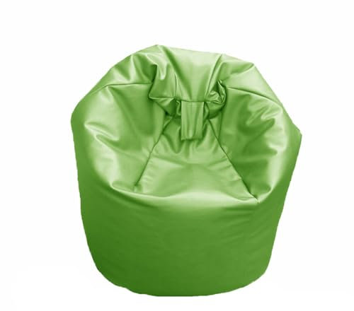 FAUX LEATHER Bean Bag Beanbag Gaming Chair Seat Lazy Lounger Couch (Lime Green, Medium (60 x 60 x 75 cm))