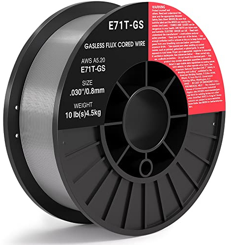 0.030 Flux core Welding Wire, 1 Spools E71T-GS 10lbs(4.5kg) Low Splatter gasless Carbon Steel Mig Welding Wire Compatible