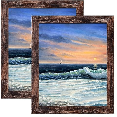 LUCKYLIFE 8x10 Picture Frame Brown for Wall Mounting or Tabletop Display, 2 Pack