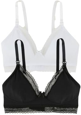 VERTBAUDET2 Soutiens-Gorge d'allaitement sans Armatures en Coton bioNoir / Blanc90D