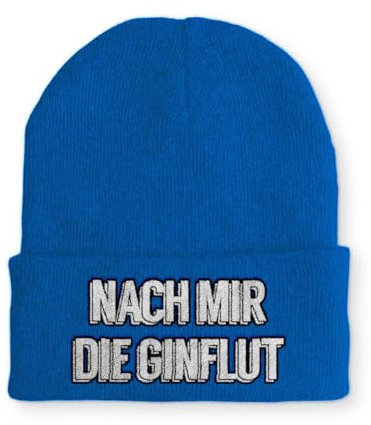 tshirtladen Nach Mir die Ginflut Statement Beanie Mütze mit Spruch, Farbe: Blau