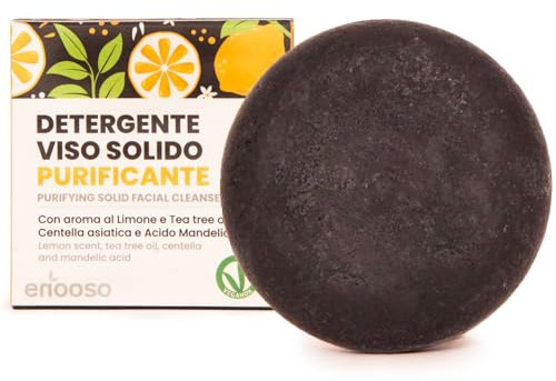 Enooso – Detox Solid Facial Cleanser für fettige, Mischhaut und zu Akne neigende Haut – 100% veganes Reinigungsmousse für die tägliche Reinigung und natürliche Hautpflege