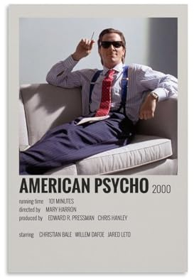 DEEBOW American Psycho Horror-Poster, dekoratives Gemälde, Leinwand, Wandposter und Kunstdruck, modernes Familienschlafzimmer-Dekor-Poster, 20 x 30 cm