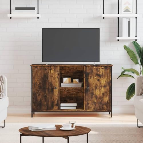 Coavain Mobile TV Rovere Fumo 100x35x65cm in Legno Multistrato Mobili TV Bassi Mobile TV Basso Mobile per Televisore Armadio TV Mobili Porta TV da Terra Mobiletto Legno Mobile TV Legno