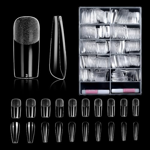 GWHOLE Capsule Americaine Ongle 500Pcs 10 Tailles Faux Ongles Capsules Ongles Kit Pose Americaine Ongles Faux Ongle Pose Americaine avec Colle à Ongles pour Diy Nail Art