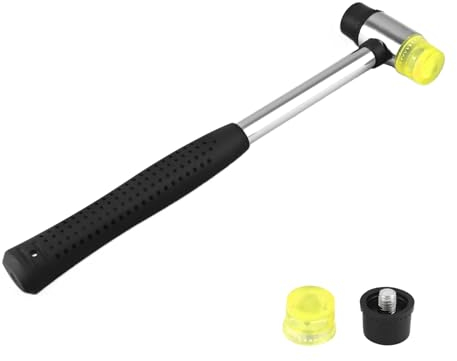 25 mm Martello Gomma, Martello antirimbalzo, Piccolo Nylon Martello Con 2 Teste di Martello di Ricambio con Impugnatura in Gomma Antiscivolo, Per Legno, Plastica, Pelle