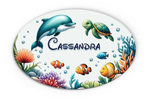 Plaque de Porte personnalisé océan et vie marine, bois ou plexi - Décoration Unique et Colorée pour Chambre d'Enfant