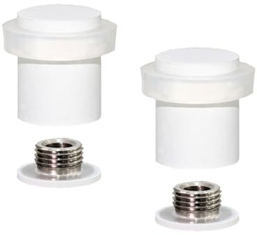EVI Herrajes | Lot De 2 Butées De Porte Sol | Ø20X25mm | Acier inoxydable Laqué Blanc | Caoutchouc de silicone naturel |Base filetée - Comprend vis + cheville de fixation | Mod. I-181