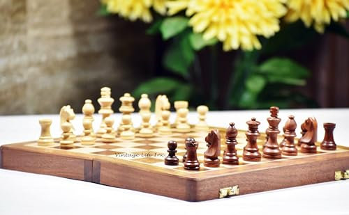 Magnetisches Schachspiel aus Holz – 30 cm Faltbares Schachbrett mit Aufbewahrung – Handgefertigtes Reiseschach für Kinder & Erwachsene – Klassisches Brettspiel mit Holzfiguren