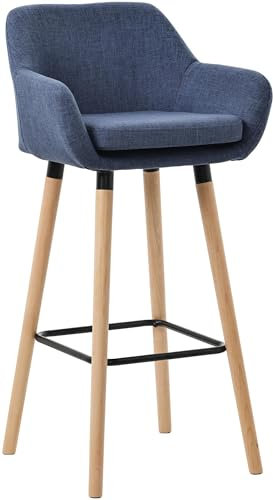 CLP Barhocker Grant I Thekenhocker Mit Stoff-Bezug I Gestell Aus Buchenholz, Farbe:dunkelblau