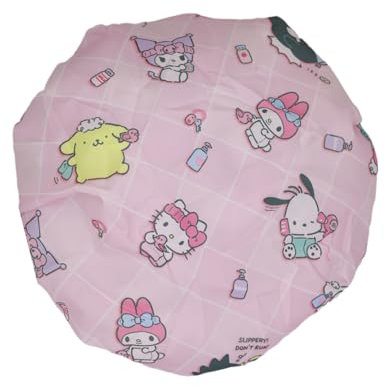 9.89-Inch Adorable Kawaii Shower Cap - Extra Large Double-Layer Waterproof Hair Cap for Women and Girls - Perfect for Spa, Salon, All Hair Lengths (Pink)