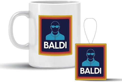 Playcrate Funny Baldi Man Mug Ceramic Cup – Funny Gift Hilarious Novelty Joke for Bald Dad, Stepdad, or That Special Someone – Includes Car Air Freshener