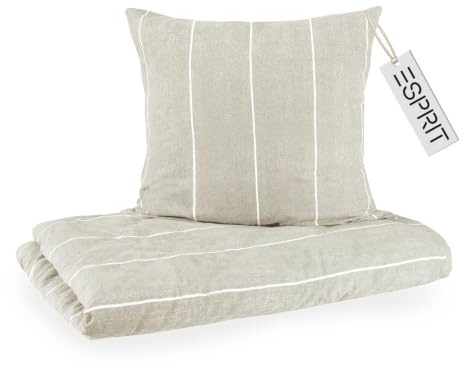 Esprit Home Premium Bettwäsche 155x220 Baumwolle Grau 2tlg - Bettwäsche-Sets 2teilig bestehend aus 1 Bettwäschebezug 155x220cm - inkl. 1 Kopfkissenbezug 80x80cm - Öko-Tex Zertifiziert