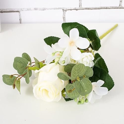 LLMTYO Rose Soie Fleur Artificielle Mariage Mariée Tenant Fleur Jardin Chambre Décoration Bouquet Bureau Fausse Fleur