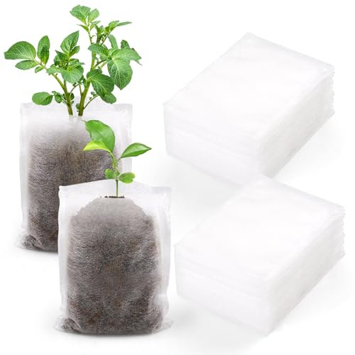 Oerphh 200pcs Non-Woven Seedling Grow Bags, 2.7’’x3.5’’ Biodegradable Fabric Seedling Pots Plants Pouch, Nursery Growing Bags for Vegetable Flowers Flower Fruit Tree Garden (7 * 9cm)