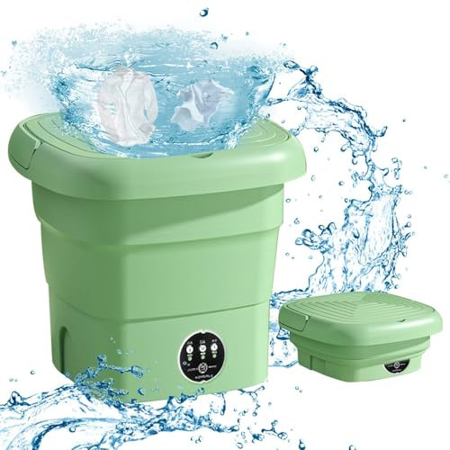 4,5 L lavadora portátil, mini lavadora, ropa plegable con cesta de drenaje, hasta 1,4 kg, lavadora de viaje, camping, para ropa interior, calcetín, apartamento, estudiante (Verde)
