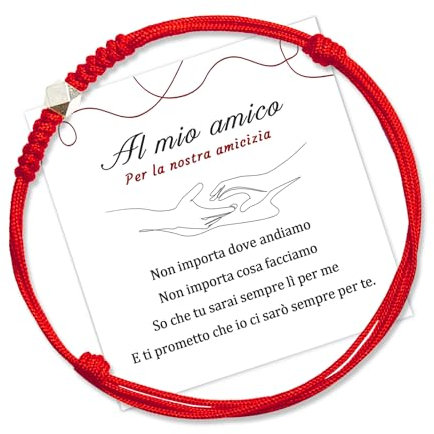 QianSiLi Idee Regalo Amica Compleanno,Bracciale il Filo Rosso del Destino,Bracciale Amicizia Donna,Regalo Migliore AmicaRegali Di Ispirazione Per Donne Ragazze,Regalo Compleanno Donna(Rosso)