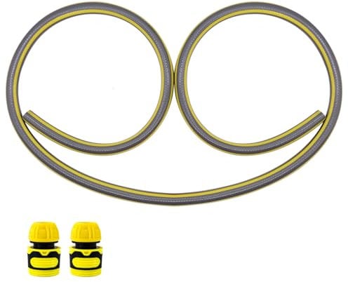 Tubo corto da 1/2, set di connettori per tubo da giardino, non si attorciglia, rinforzati, in gomma sintetica, per tubo da giardino per rubinetto e avvolgitubo, 3 m