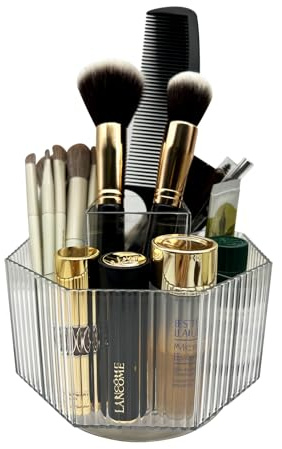 LiteTour 360° Rotating Makeup Organizer, Multi-Compartment Desk Storage for Makeup Brushes, Skincare, Vanity, Pens, Stationery, Office Supplies, Countertop Organizer for Home & Bathroom