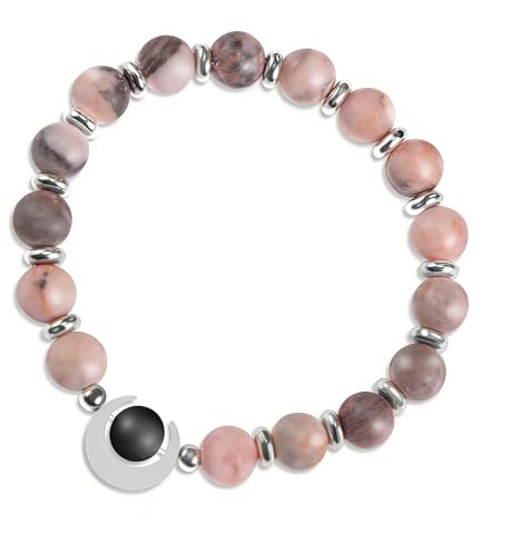 FANCIBAND Cadeau pour Maman/Grand-mère Bracelet femme Pierre Rose Zébrée Cadeau de fête des mères anniversaire Cadeau de Noël, Stein Edelstahl, Nicht zutreffend.