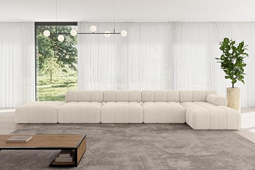 ALTDECOR Modulares Sofa Ecksofa in L-Form Corner modular Sofa Eckcouch Couch Wohnlandschaft Cauchsofa Polstersofa Lizur-L3-475x160x70 cm Beige